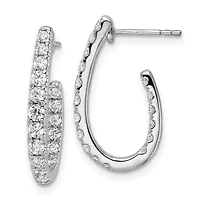 Lab Created 0.996 ct. t.w. Diamond J-Hoop Earrings in 14K White Gold