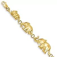 14K Yellow Gold Graduated Elephant Bracelet