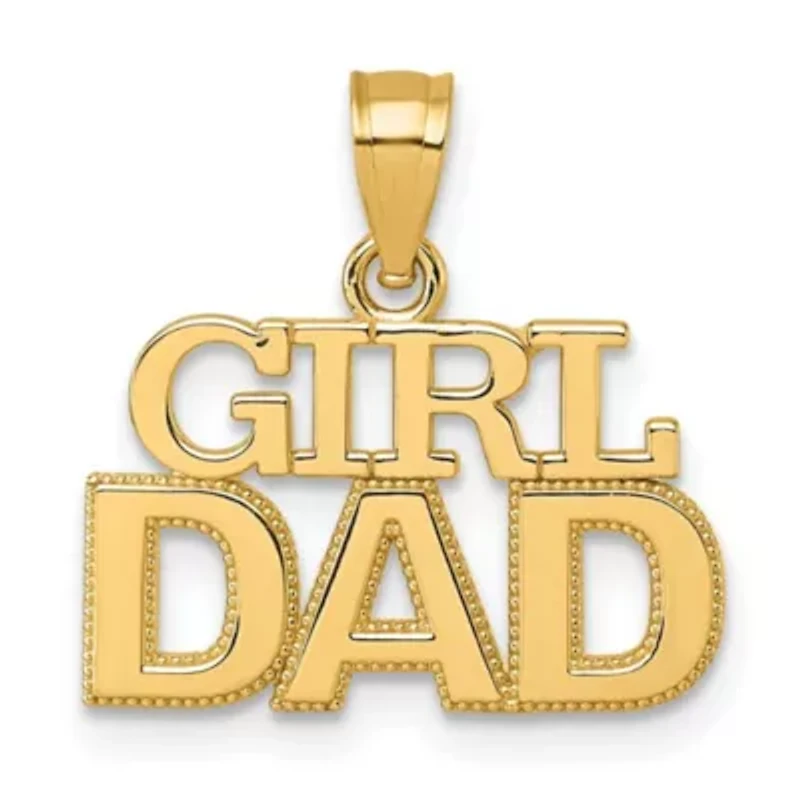 14K Yellow Gold Polished GIRL DAD Pendant
