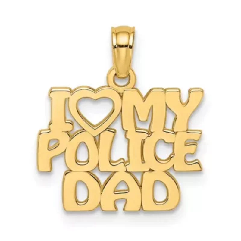 14K Yellow Gold I HEART MY POLICE DAD Charm
