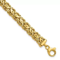 14K Yellow Gold Polished 8mm Byzantine Link Bracelet