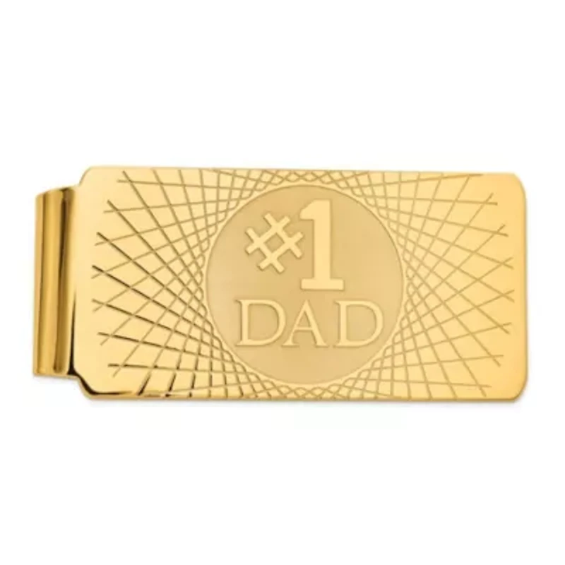 14K Yellow Gold #1 Dad Men's Money Clip