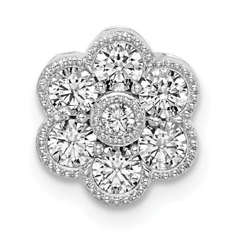 Lab Created 1/2 ct. t.w. Lab Grown Diamond  Floral Chain Slide Pendant in 14K White Gold