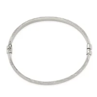 Sterling Silver Diamond-cut 7.5mm Bangle and 5mm Hoop Earring Set