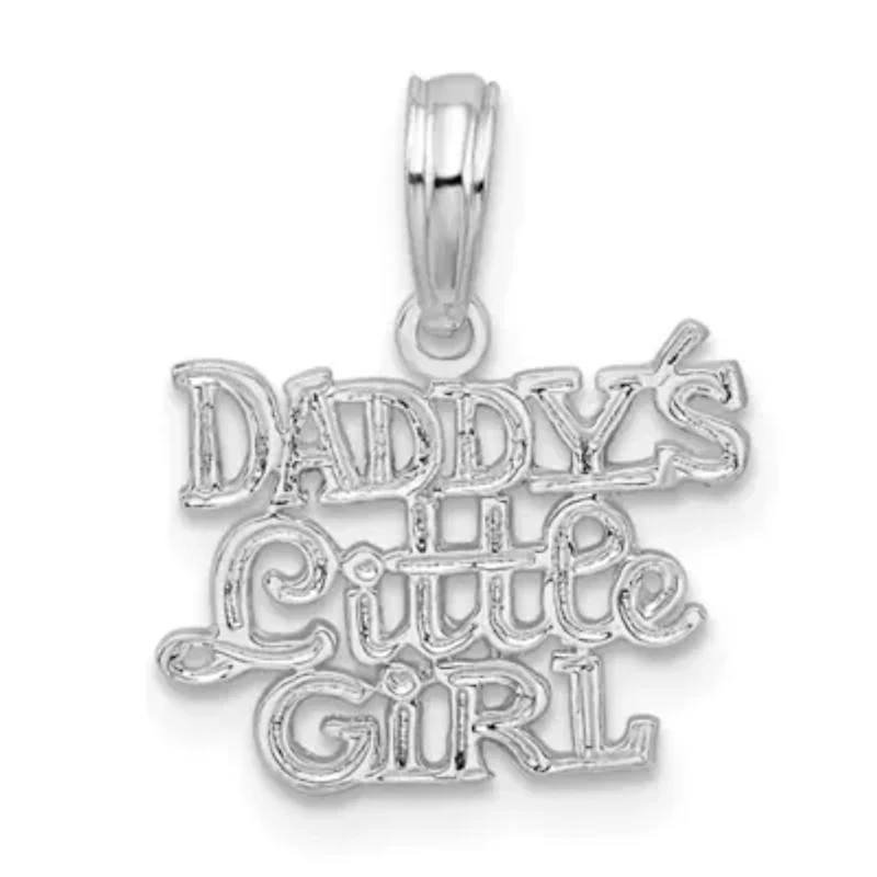 Sterling Silver Rhodium-plated Polished DADDYS LITTLE GIRL Pendant