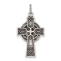 Sterling Silver Antiqued Satin Celtic Cross Pendant
