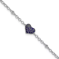 1/4 ct. t.w. Sapphire and 0.024 ct. t.w. Diamond Heart Bracelet in Rhodium-plated Sterling Silver