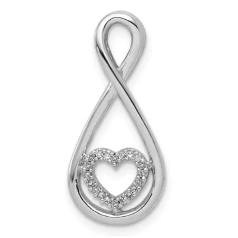 0.06 ct. t.w. Diamond Heart in Teardrop Slide Pendant in Rhodium-plated Sterling Silver