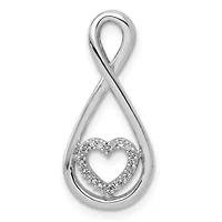 0.06 ct. t.w. Diamond Heart in Teardrop Slide Pendant in Rhodium-plated Sterling Silver