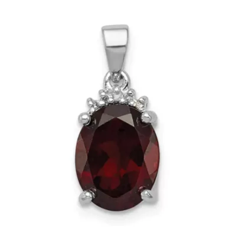 2.8 ct. t.w. Garnet and 0.02 ct. t.w. Diamond Pendant in Rhodium-plated Sterling Silver