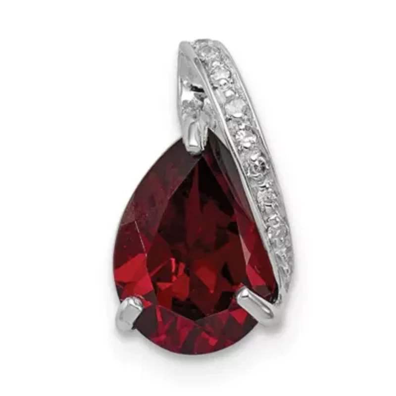 1.8 ct. t.w. Garnet and 0.03 ct. t.w. Diamond Pendant in Rhodium-plated Sterling Silver