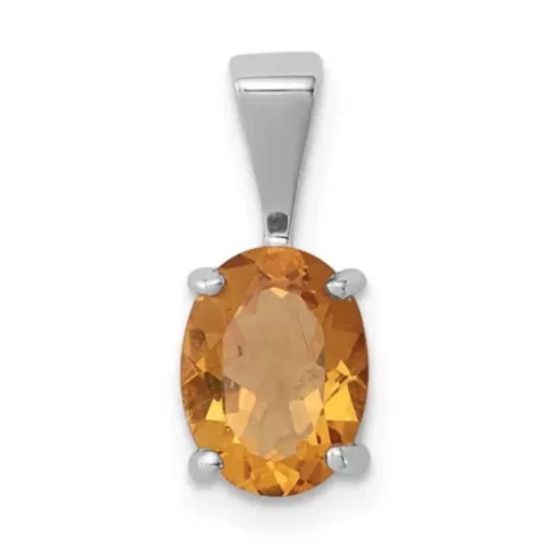 1.25 ct. t.w. Citrine Pendant in Rhodium-plated Sterling Silver