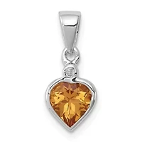 3/4 ct. t.w. Citrine and 0.011 ct. t.w. Diamond Pendant in Rhodium-plated Sterling Silver