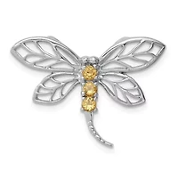 1/5 ct. t.w. Citrine Dragonfly Chain Slide Pendant in Rhodium-plated Sterling Silver