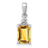 1 ct. t.w. Citrine and 0.003 ct. t.w. Diamond Pendant in Rhodium-plated Sterling Silver