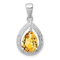 1.7 ct. t.w. Citrine and 0.02 ct. t.w. Diamond Pendant in Rhodium-plated Sterling Silver