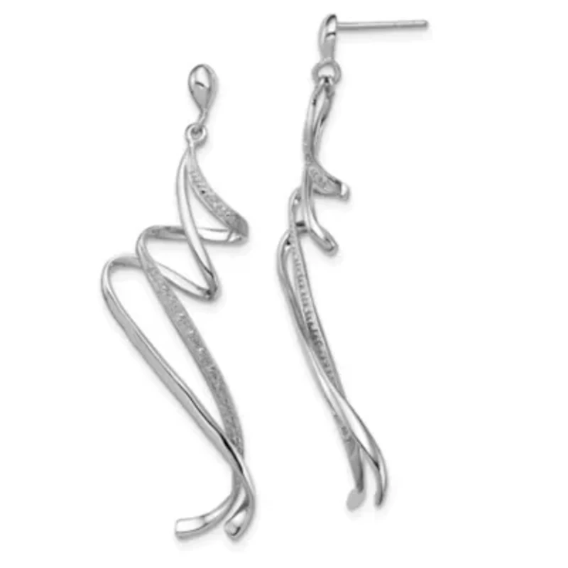 0.012 ct. t.w. Diamond Swirl Post Dangle Earrings in Rhodium-plated Sterling Silver