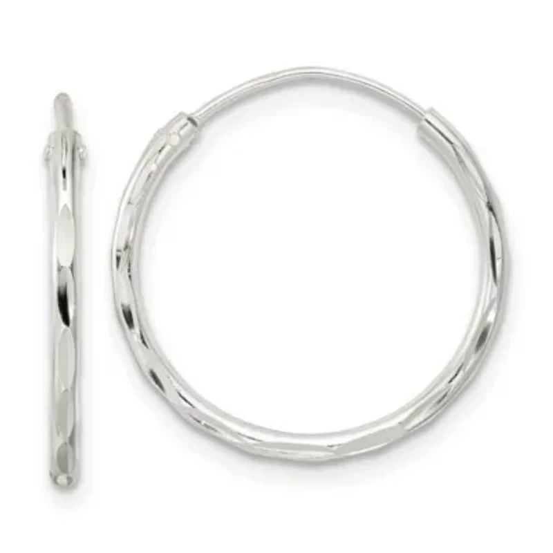 Sterling Silver Polished Diamond-cut Endless Hoop Earrings
