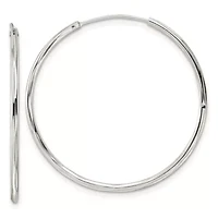 Sterling Silver Diamond-cut 1.5x35mm Endless Tube Hoop Earrings