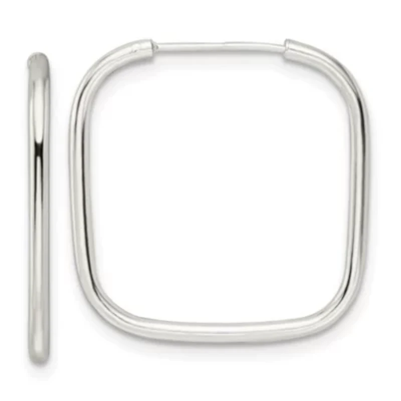 Sterling Silver Polished 1.5mm Square Endless Tube Hoop Earrings