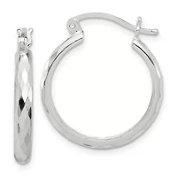 Sterling Silver Polished Textured Hoop Earrings