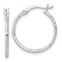 Sterling Silver Polished Diamond-cut Textured 20x1.5mm Round Hoop Earrings