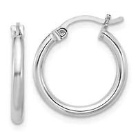 Sterling Silver Rhodium-plated 2mm Round Hoop Earrings