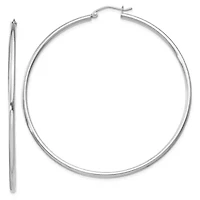 Sterling Silver Rhodium-plated 2mm Round Hoop Earrings