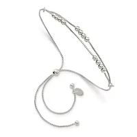 Sterling Silver Polished Beaded 2-Strand Adjustable Bracelet