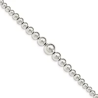 Sterling Silver Polished Graduated Beads Bracelet