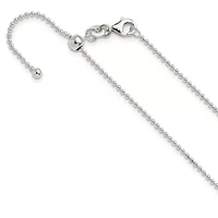 Sterling Silver Polished Beaded Adjustable Necklace
