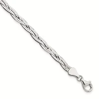 Sterling Silver Polished 3-strand Braided with 1-inch Extension Bracelet