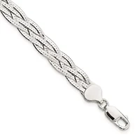 Sterling Silver Polished 5-strand Braided with 1-inch Extension Bracelet