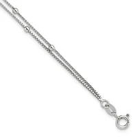 Sterling Silver Rhodium-plated Polished Beaded 2 Strand 7.5-inch Bracelet