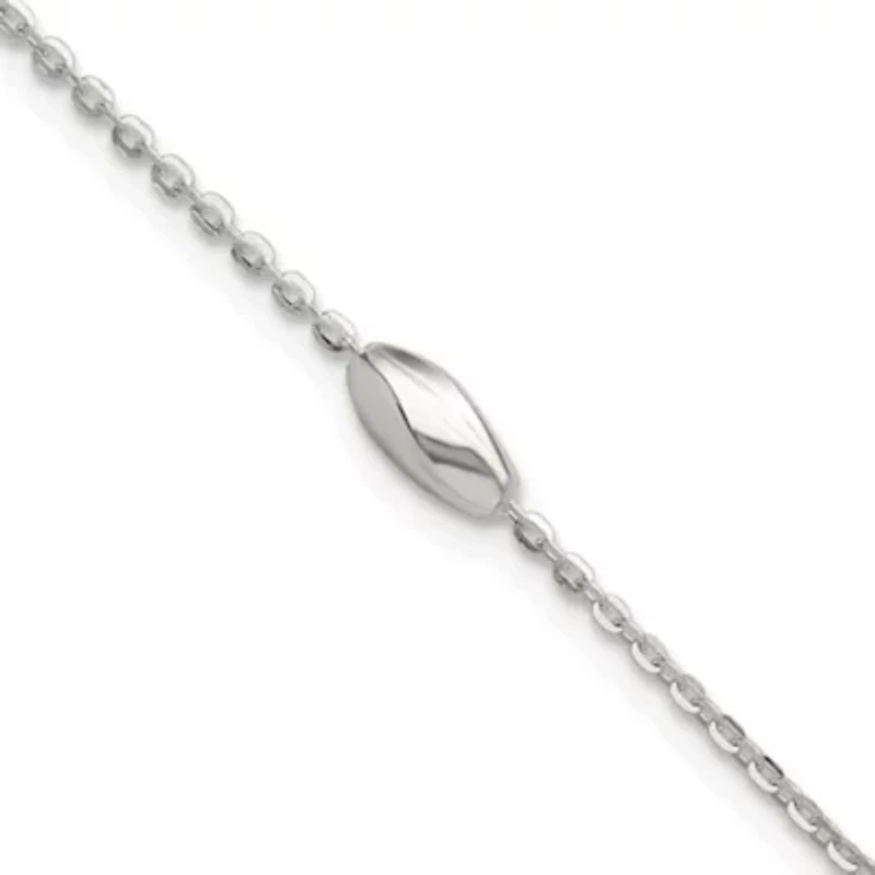 Sterling Silver Polished Fancy Beaded Link 7.5-inch Bracelet