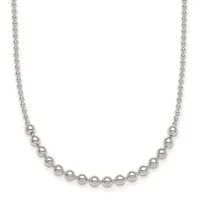 Sterling Silver Polished Beaded 18-inch Necklace