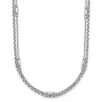 Sterling Silver Rhodium-plated Polished 2-strand 16-inch with 2-inch Extender Necklace
