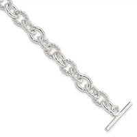 Sterling Silver 7.75-inch Polished Fancy Link Toggle Bracelet