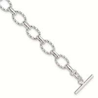 Sterling Silver 8.75-inch Polished Fancy Link Toggle Bracelet