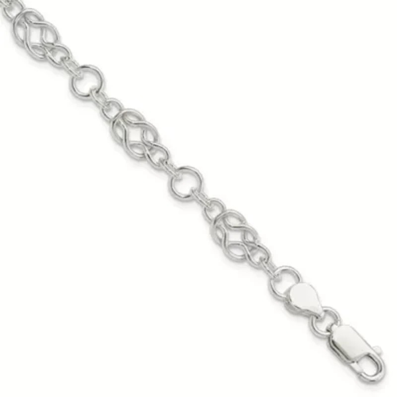 Sterling Silver 7.5-inch Polished Fancy Knot-Link Bracelet