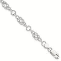 Sterling Silver 7.5-inch Polished Fancy Knot-Link Bracelet