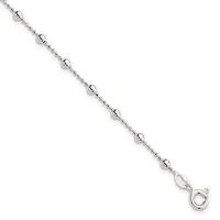 Sterling Silver Polished Beaded 6-inch with 1-inch Extension Bracelet