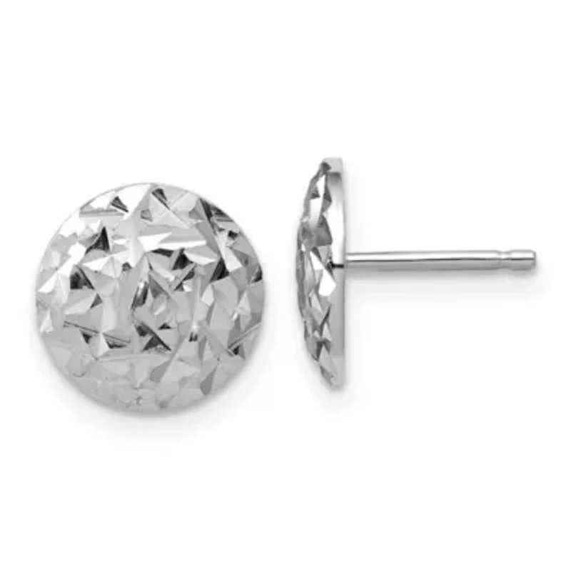 Sterling Silver Rhodium-plated Polished and Diamond-cut Post Earrings