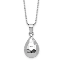 Sterling Silver Rhodium-plated Hammered Pendant Necklace