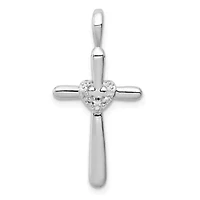0.009 ct. t.w. Diamond Cross with Heart Pendant in Rhodium-plated Sterling Silver