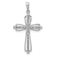 0.055 ct. t.w. Diamond Cross Pendant in Rhodium-plated Sterling Silver