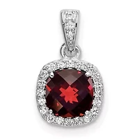 1.08 ct. t.w. Garnet and 1/8 ct. t.w. Lab Created Sapphire Pendant in Rhodium-plated Sterling Silver