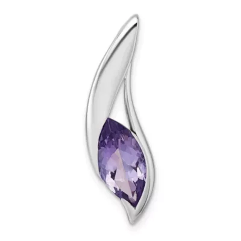 2.8 ct. t.w. Amethyst Polished Drop Chain Slide Pendant in Rhodium-plated Sterling Silver