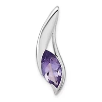 2.8 ct. t.w. Amethyst Polished Drop Chain Slide Pendant in Rhodium-plated Sterling Silver