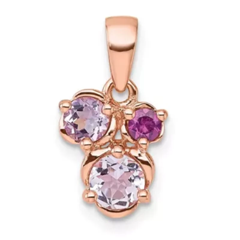 1/5 ct. t.w. Amethyst, 1/6 ct. t.w. Rhodolite Garnet and 1/4 ct. t.w. Quartz Pendant in Rose Gold-plated Sterling Silver